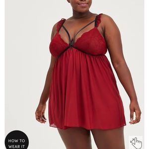 Torrid Cap Sleeve Strappy Babydoll - Burgundy Size 2X NWT